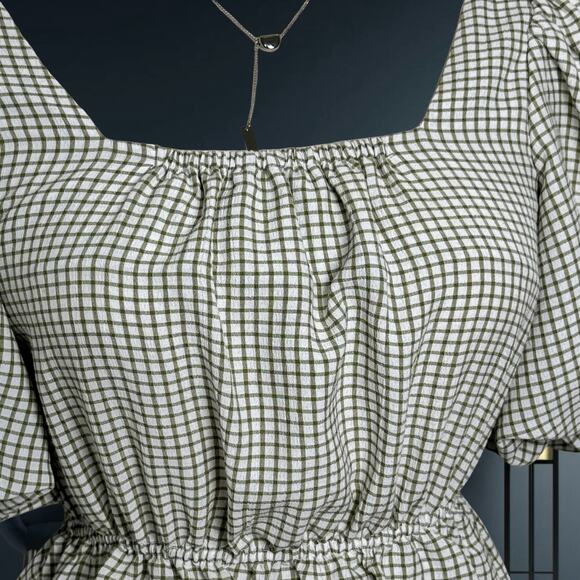 Women's J.ing Giselle Gingham Crop Top & Wrap Skort (Green S) - Picture 5 of 8